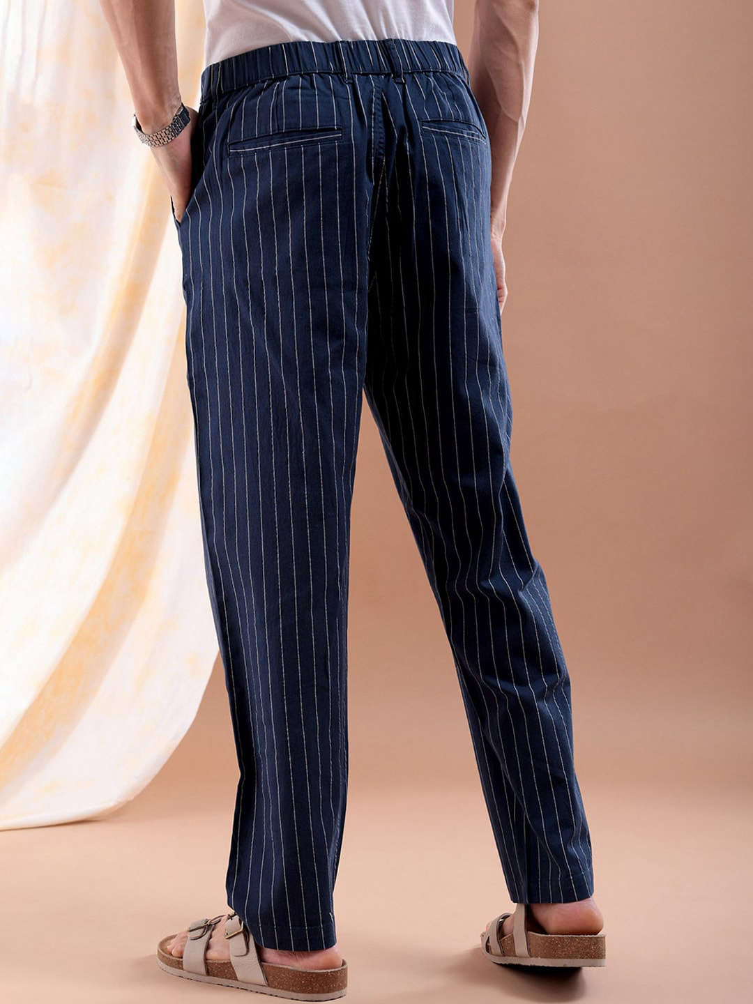 Shop Men Vertical Stripes Trouser Online.