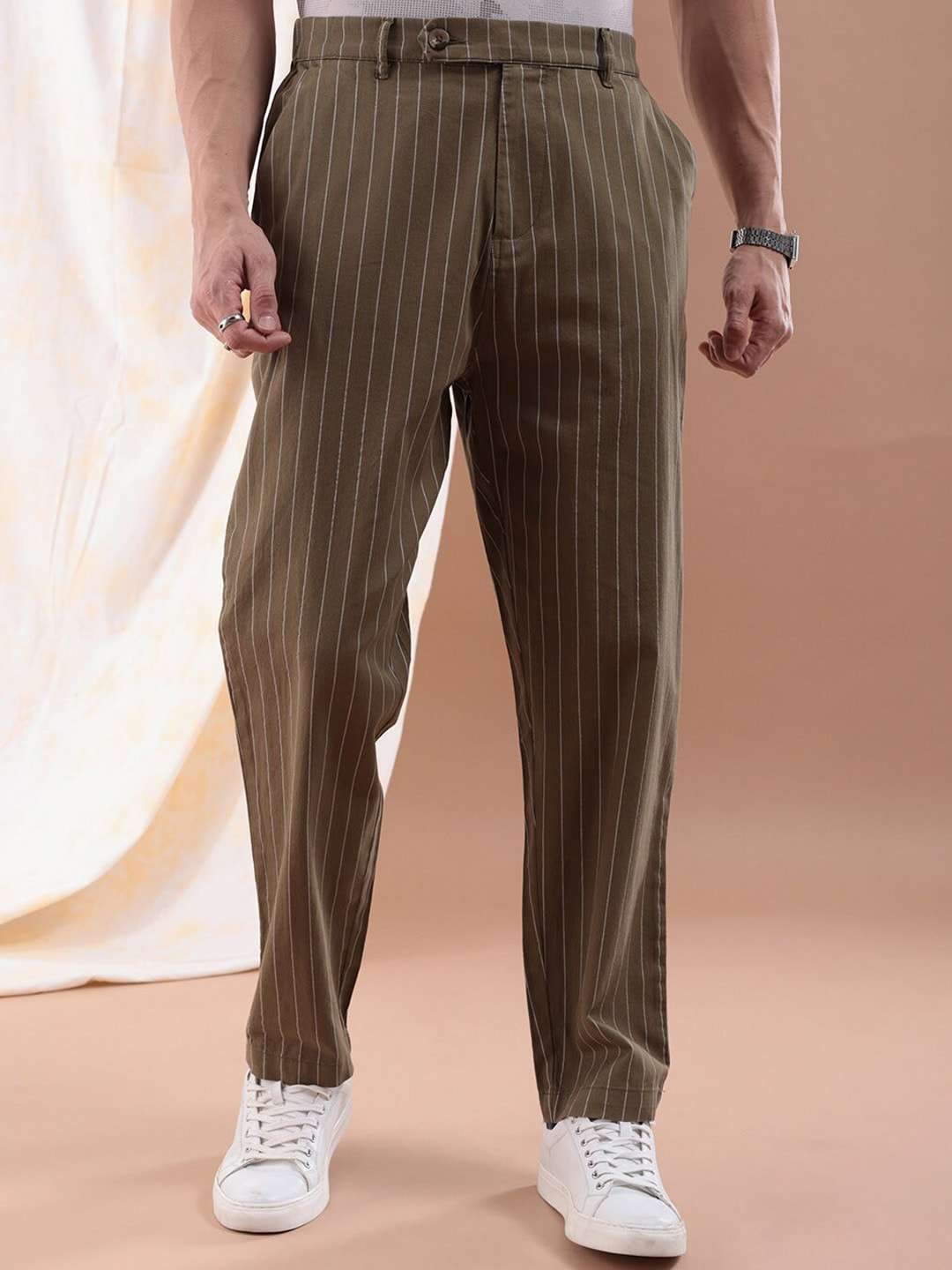 Shop Men Vertical Stripes Trouser Online.