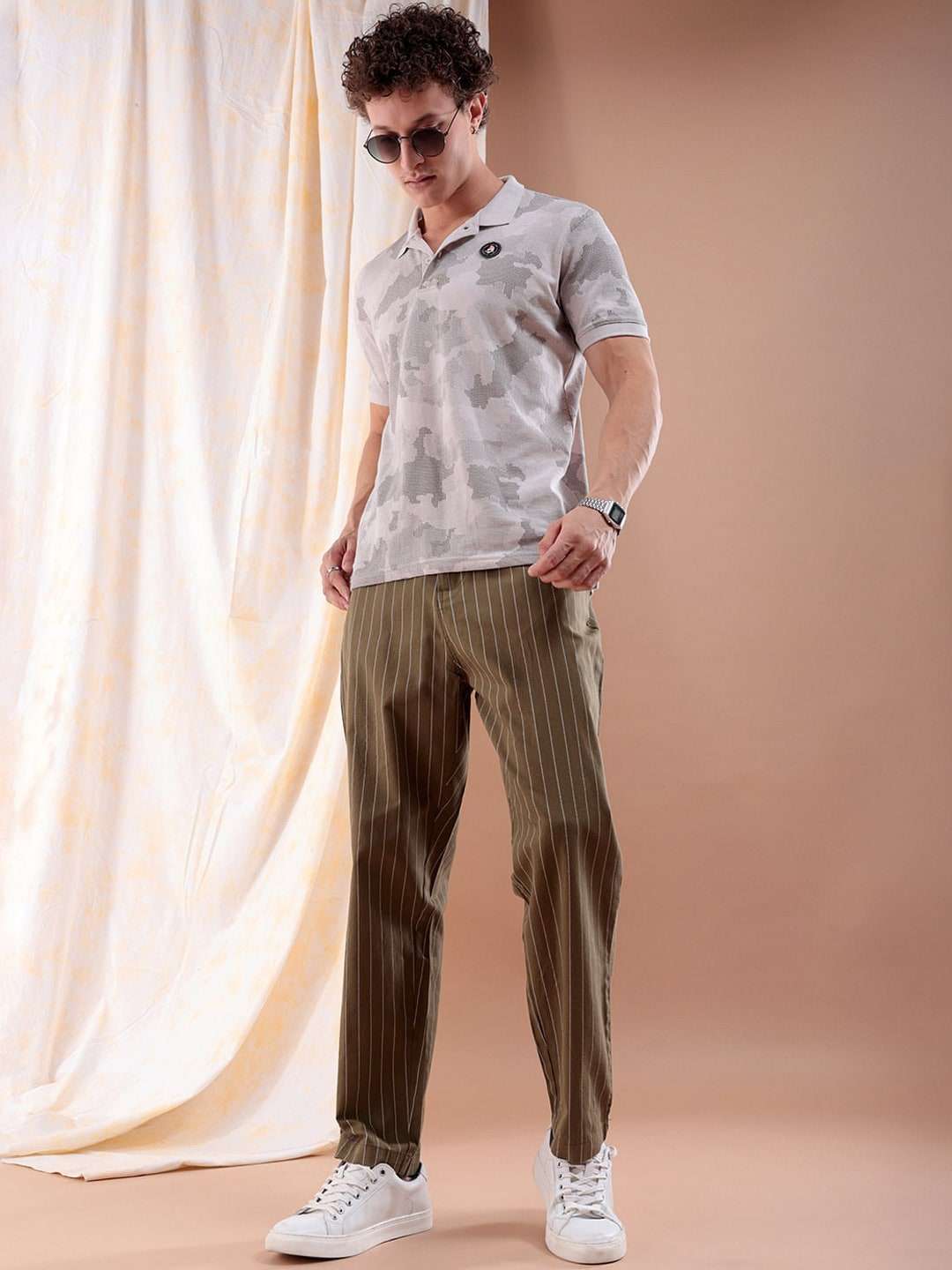 Shop Men Vertical Stripes Trouser Online.