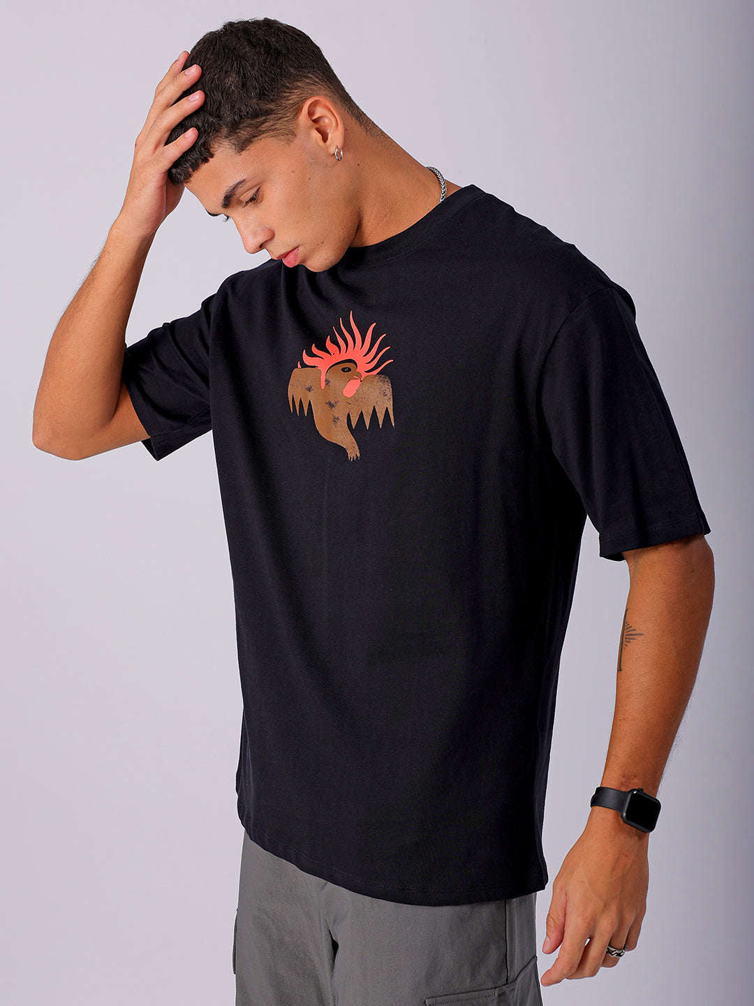 Shop Men's Back Printed Oversized T-Shirt Online.