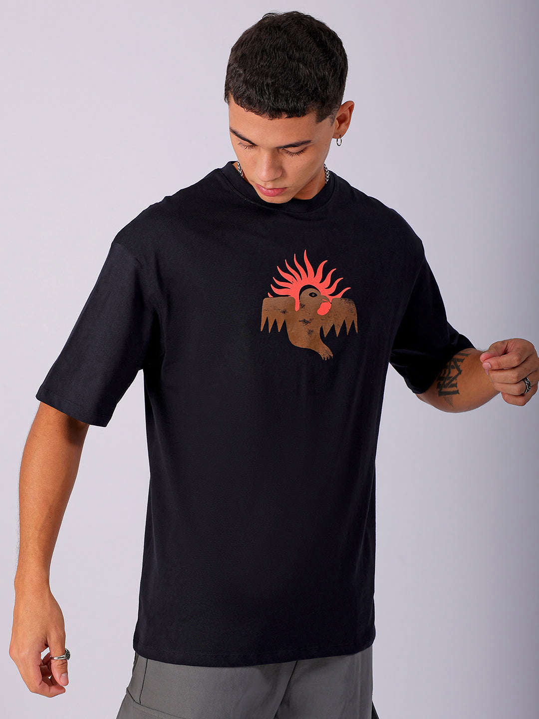 Shop Men's Back Printed Oversized T-Shirt Online.