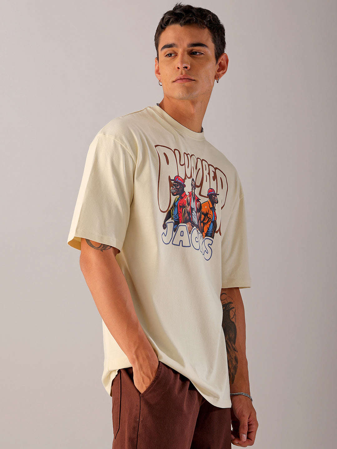 Shop Men's Back Printed Oversized T-Shirt Online.