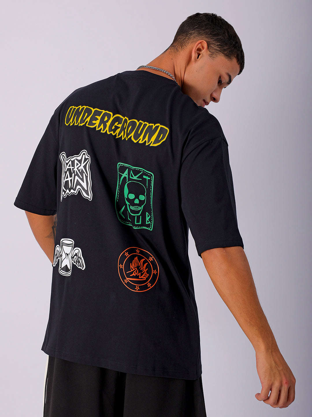 Shop Men's Back Printed Oversized T-Shirt Online.