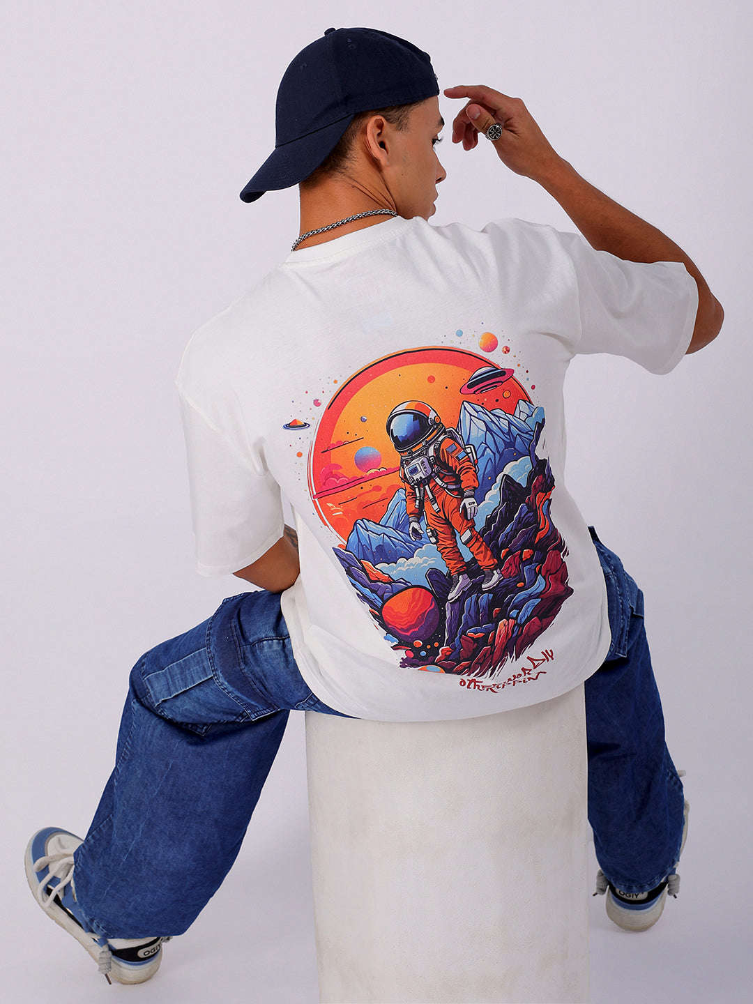 Shop Men's Back Printed Oversized T-Shirt Online.