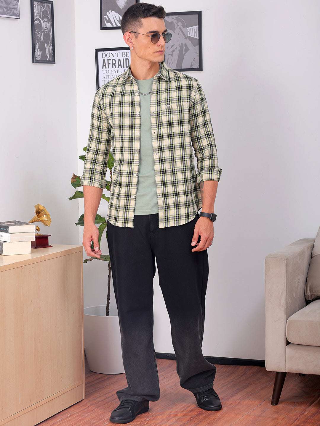 Shop Men's Checked Slim Fit Shirt Online.