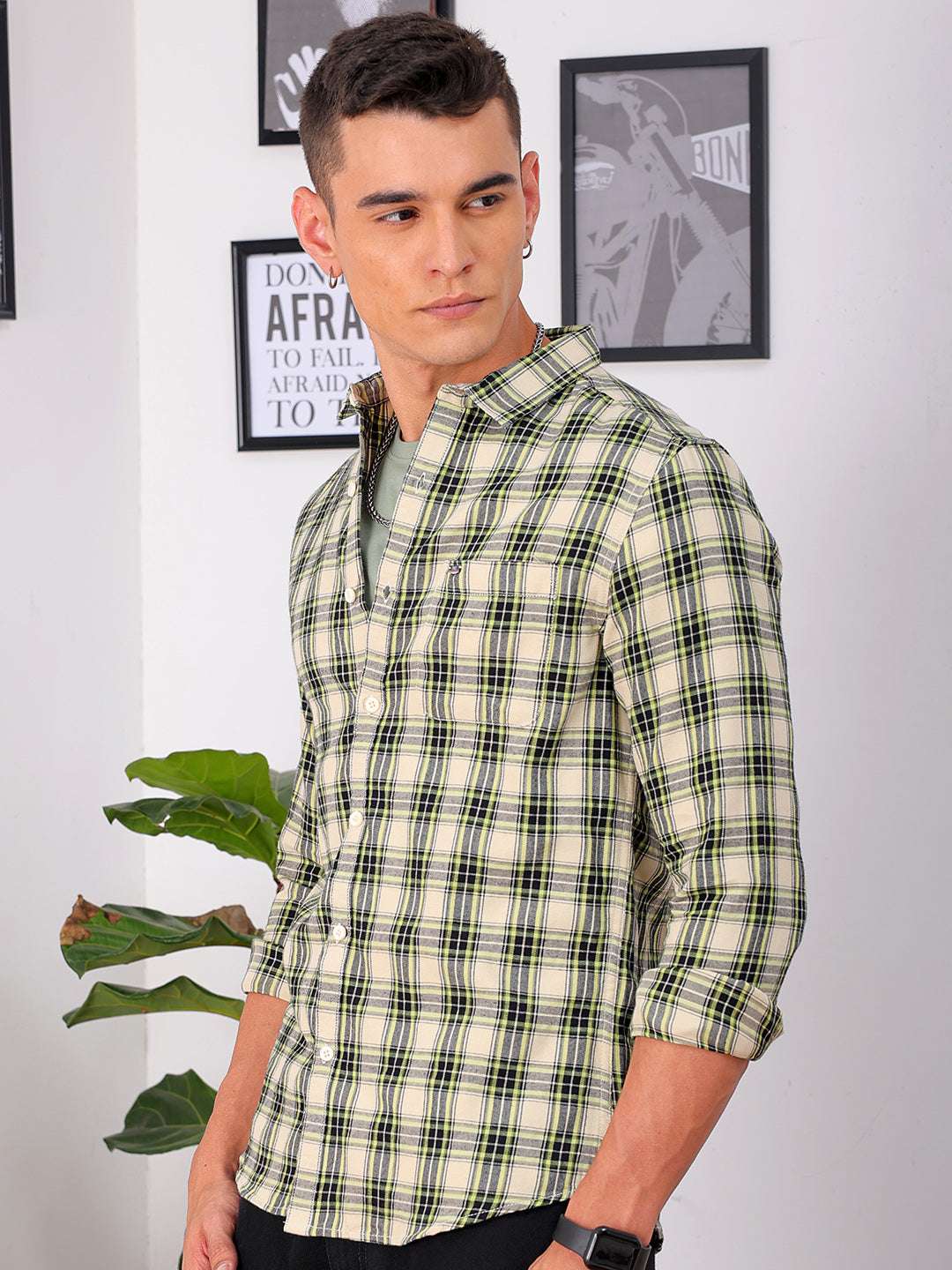 Shop Men's Checked Slim Fit Shirt Online.