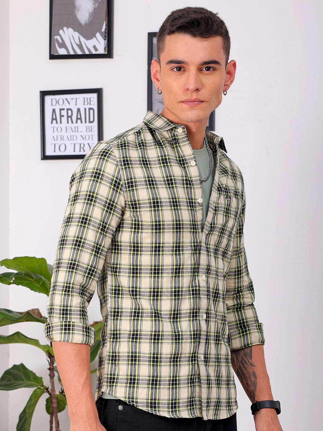 Shop Men's Checked Slim Fit Shirt Online.