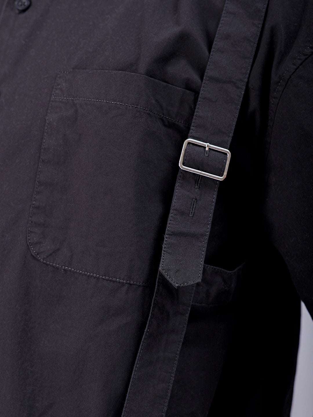 Shop Men's Black Boxy Fit Solid Streetwear Utility Shirt Online.