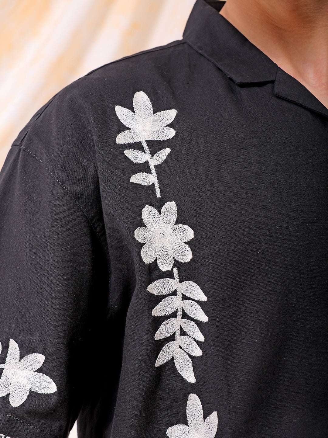 Shop Men Embroidered Relaxed Fit Resort Wear Shirt Online.