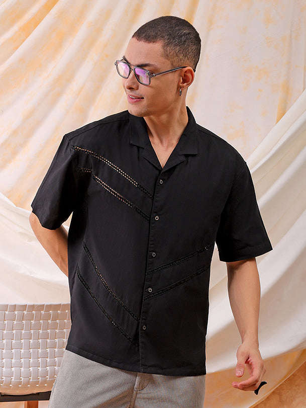 Shop Mens Solid Embroidered Relaxed Fit Resort Wear Shirt Online.