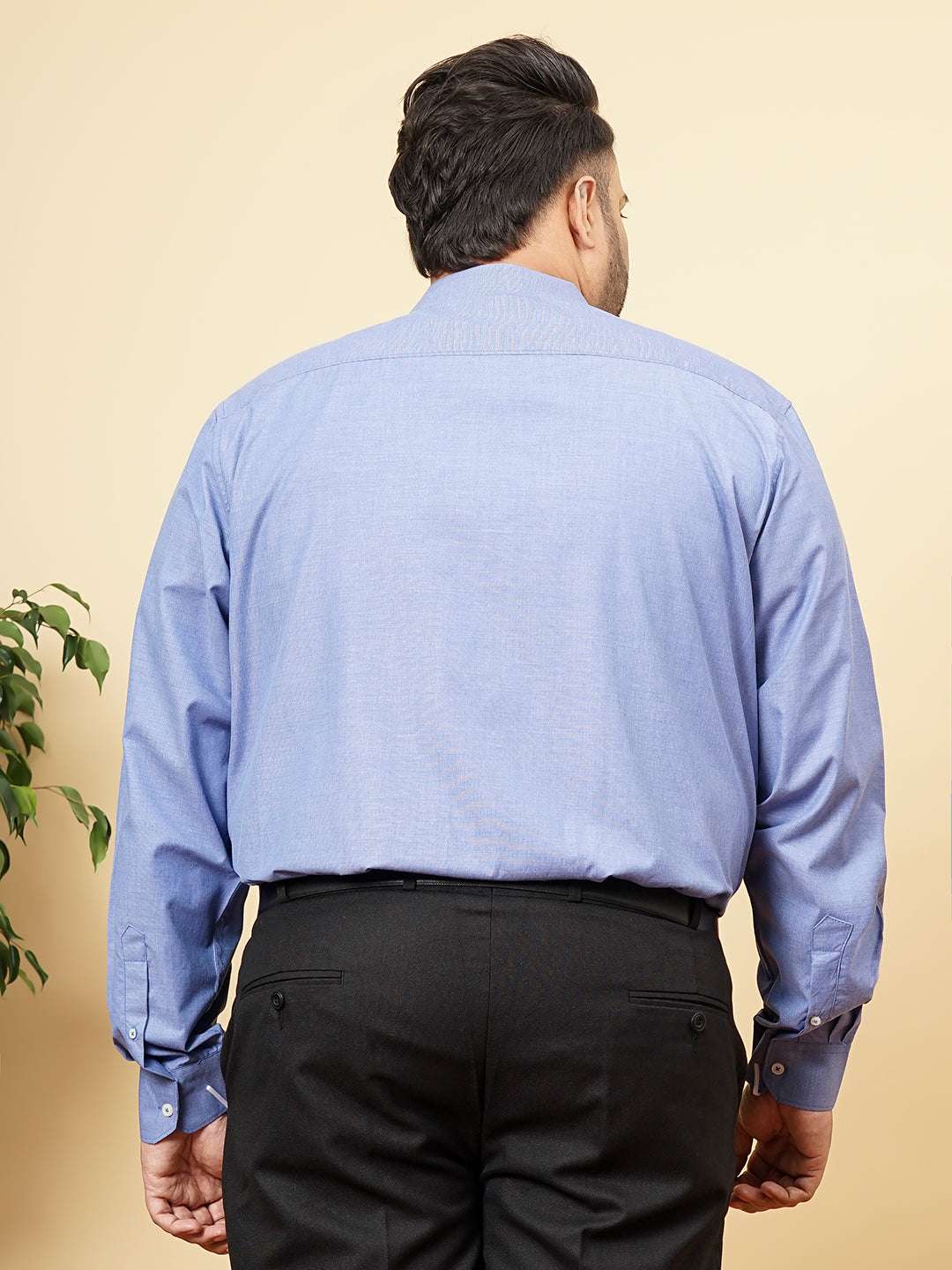 Shop Men's Blue Plus Size Solid Formal Shirt Online.