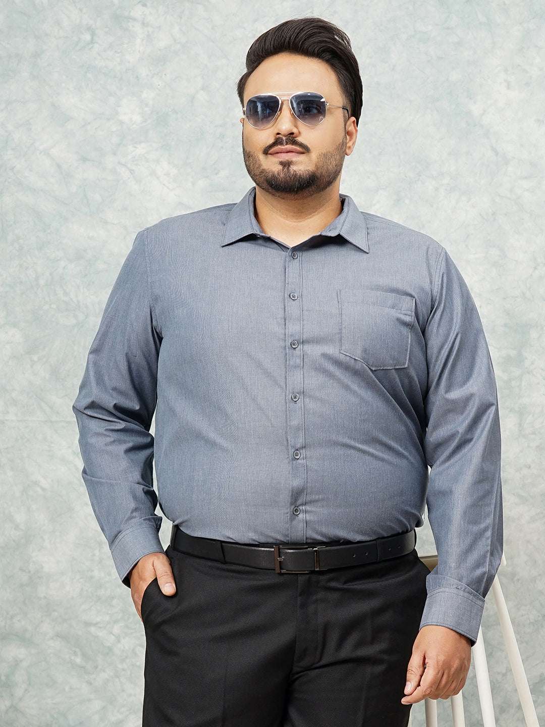 Shop Men's Charcoal Plus Size Solid Formal Shirt Online.