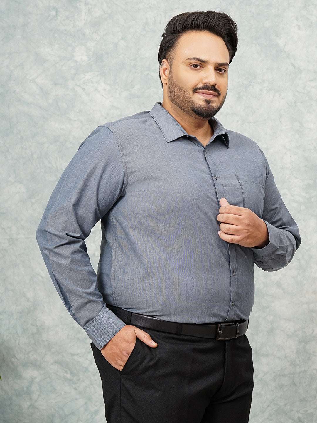 Shop Men's Charcoal Plus Size Solid Formal Shirt Online.