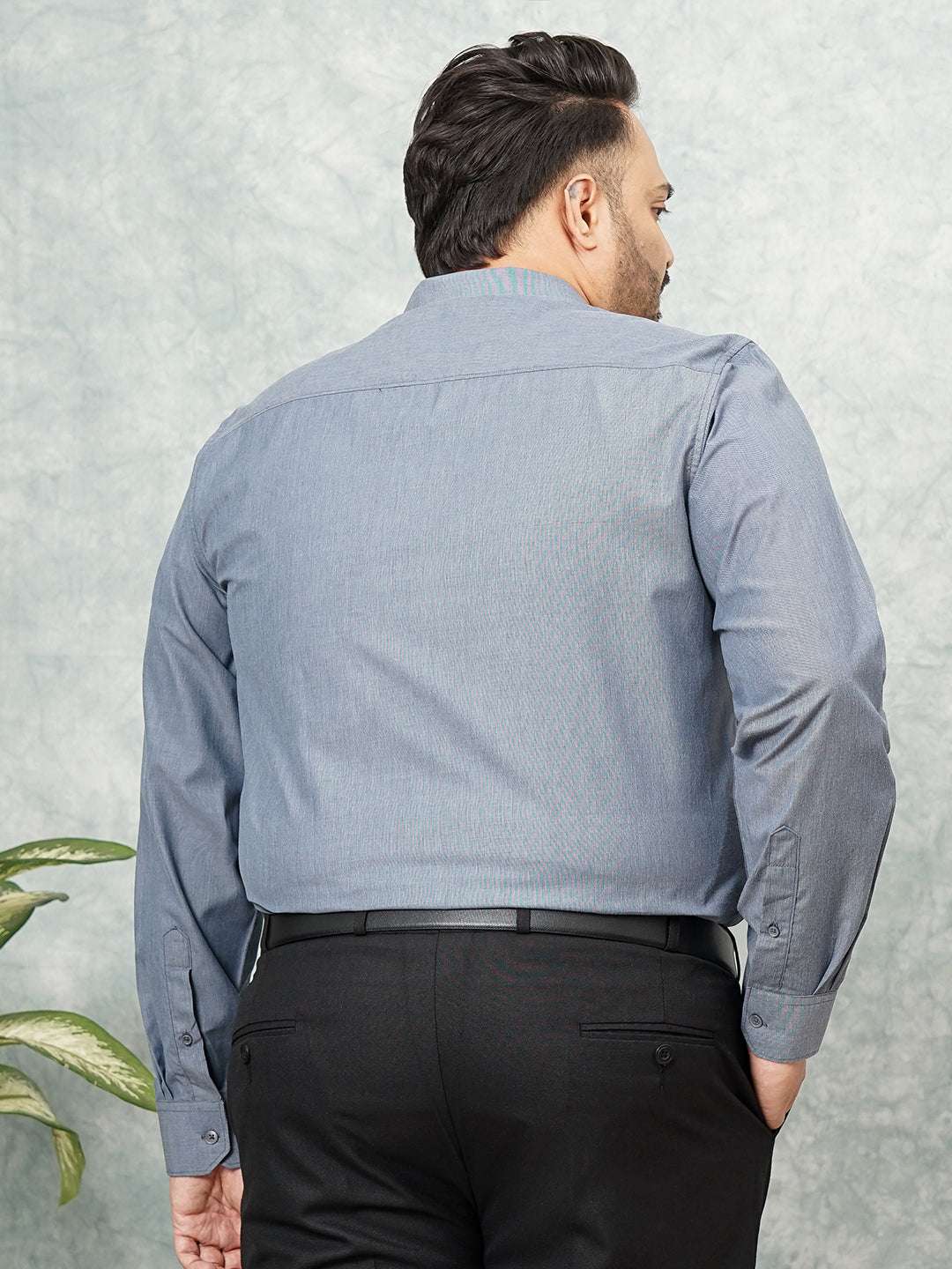 Shop Men's Charcoal Plus Size Solid Formal Shirt Online.