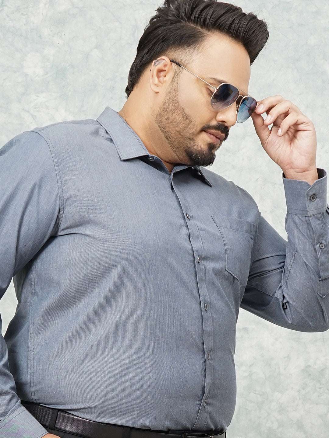 Shop Men's Charcoal Plus Size Solid Formal Shirt Online.