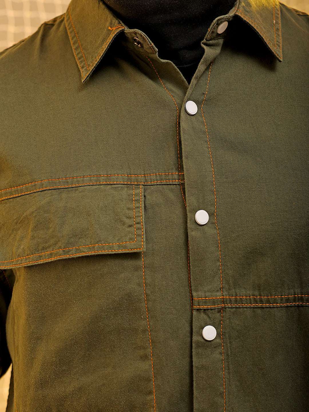 Shop Mens Green Regular Solid Sulphur Streetwear Shirt Online.