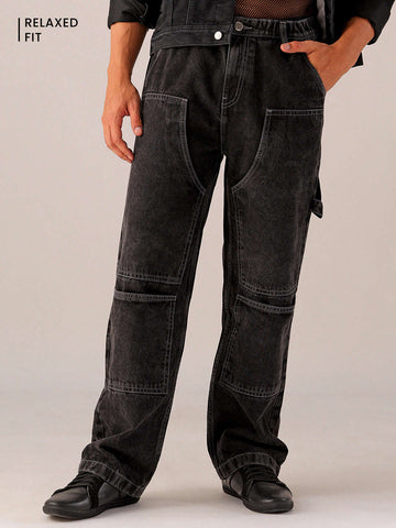 Shop Men's Patched G365 Relaxed Jeans 0923-365CRPDNM-03-Black-30