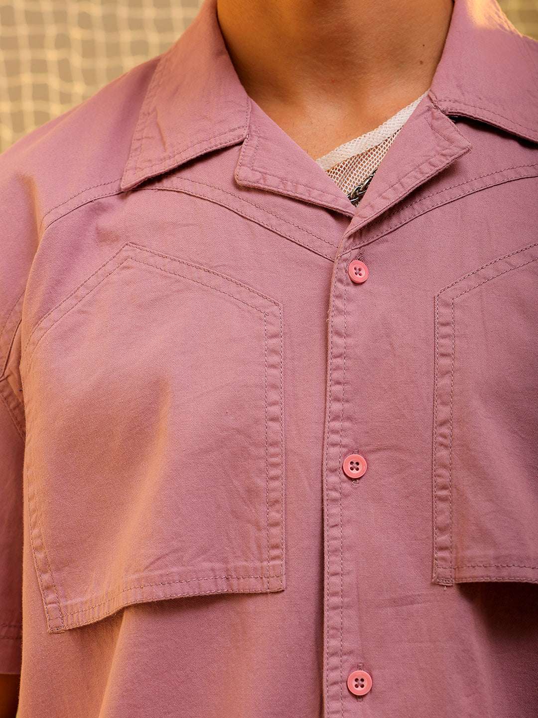 Shop Mens Pink Boxy Solid Sulphur Streetwear Shirt Online.