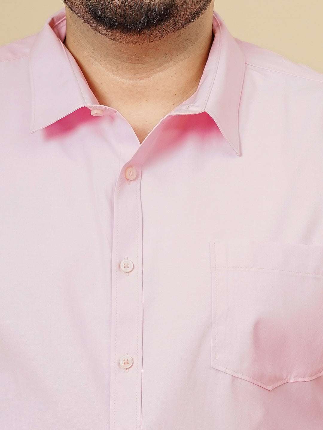 Shop Men's Pink Plus Size Solid Formal Shirt Online.