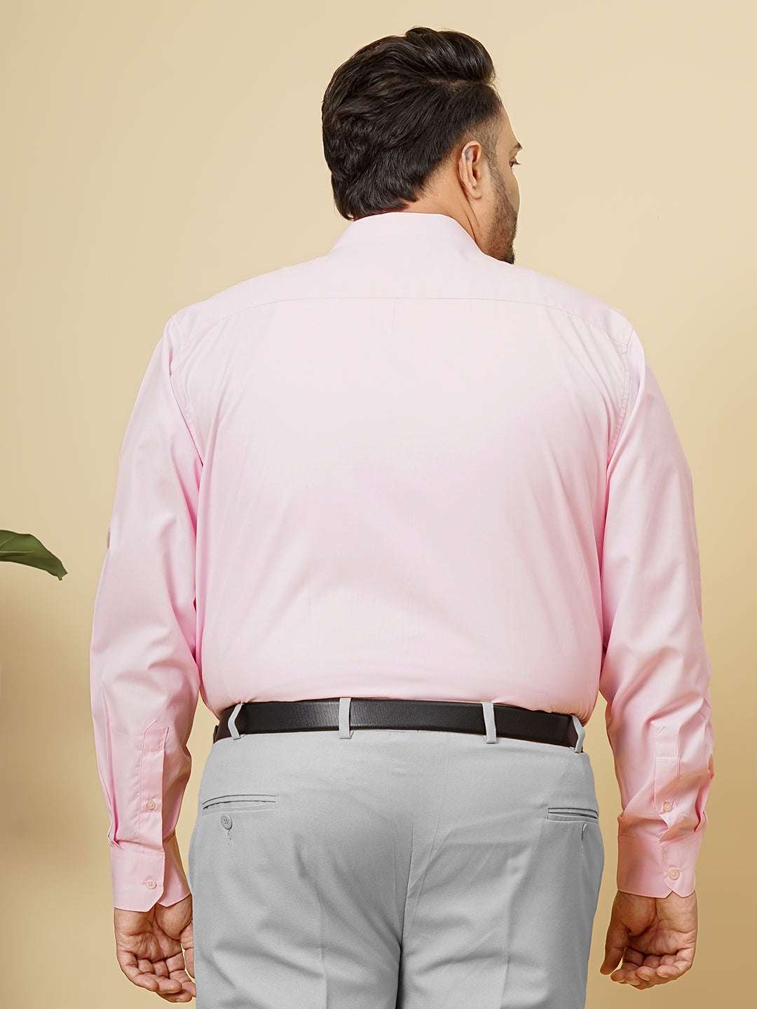 Shop Men's Pink Plus Size Solid Formal Shirt Online.