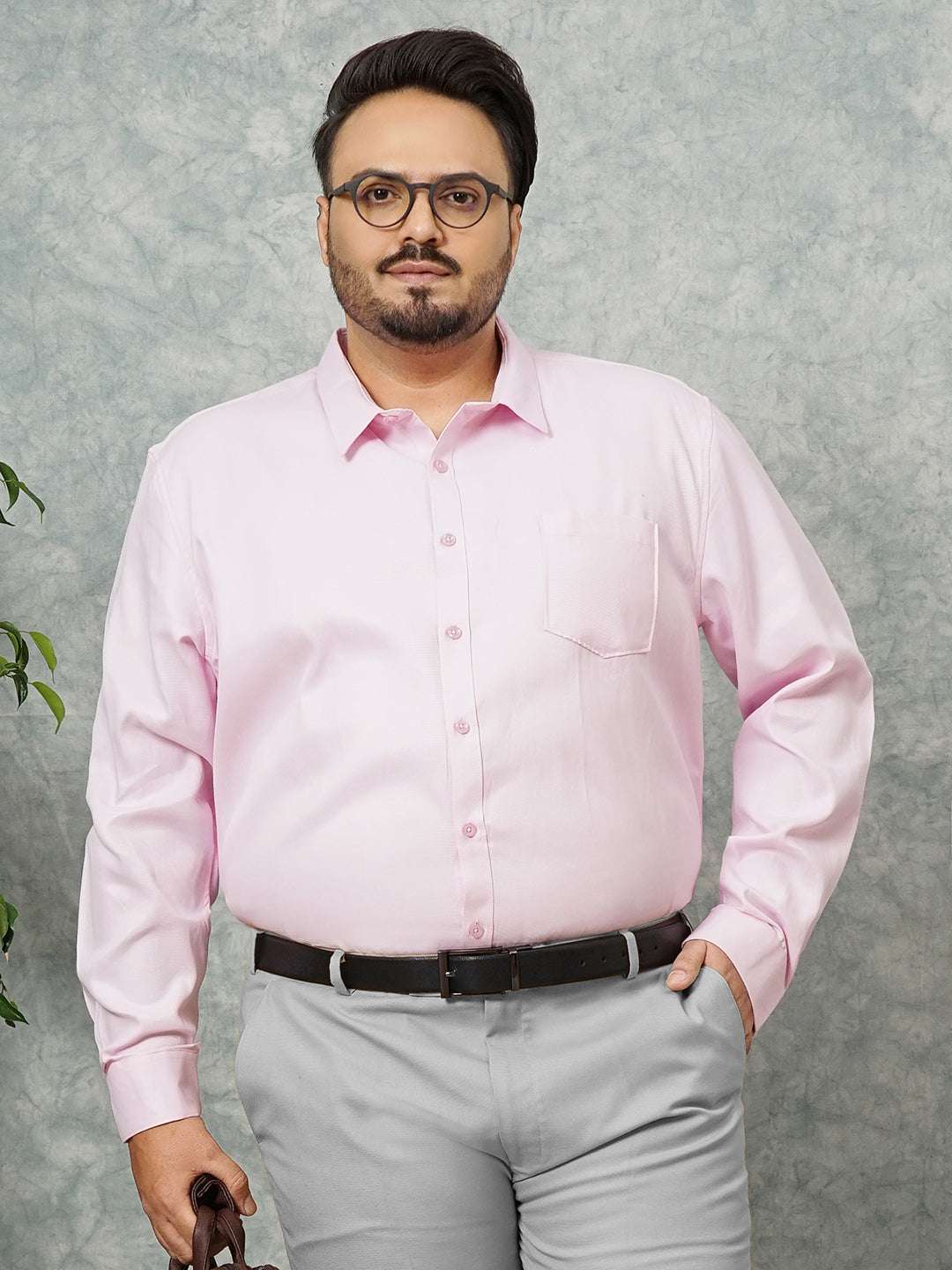 Shop Men's Pink Plus Size Solid Formal Shirt Online.