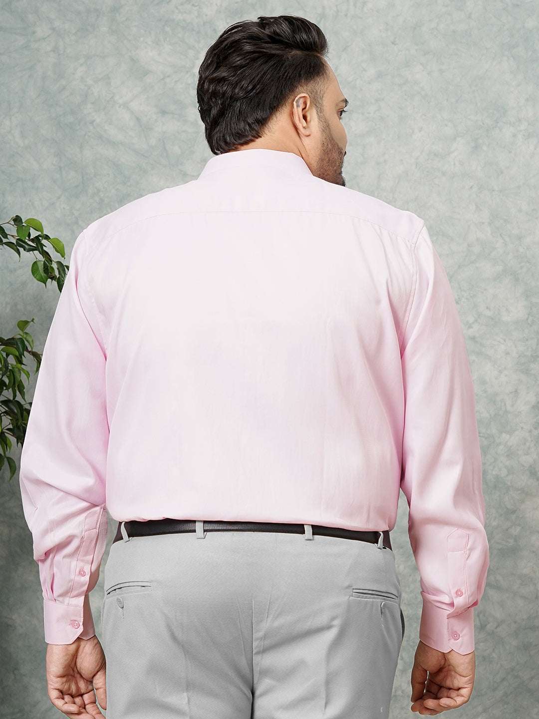 Shop Men's Pink Plus Size Solid Formal Shirt Online.