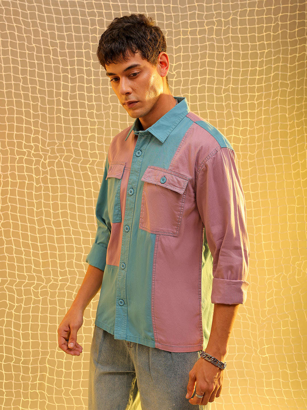 Shop Mens Pink Regular Solid Sulphur Streetwear Shirt Online.