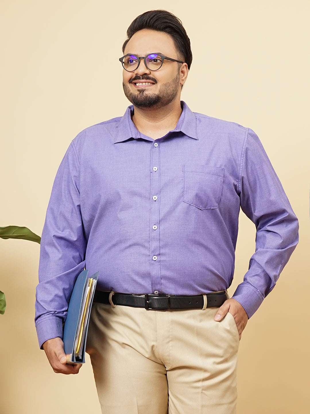 Shop Men's Purple Plus Size Solid Formal Shirt Online.