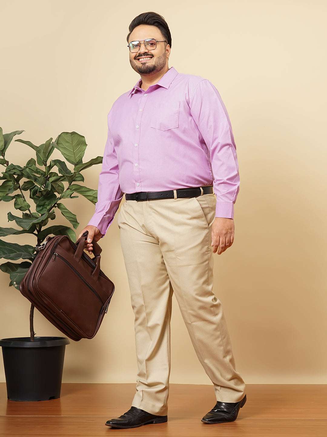 Shop Men's Purple Plus Size Solid Formal Shirt Online.