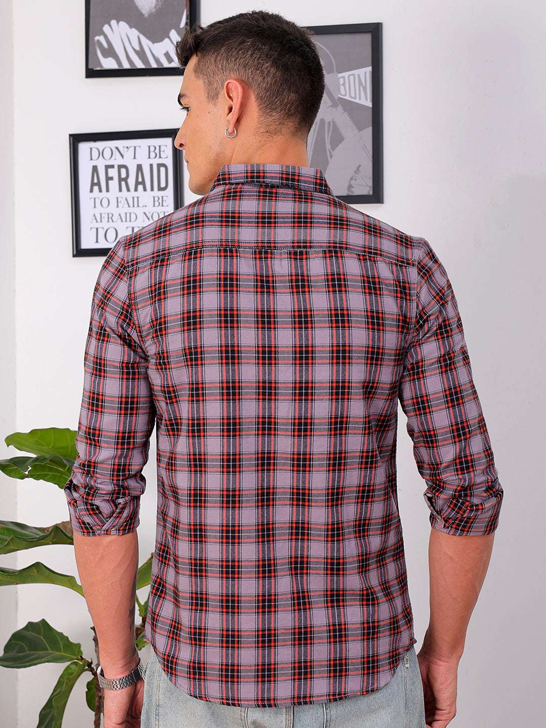 Shop Men's Checked Slim Fit Shirt Online.