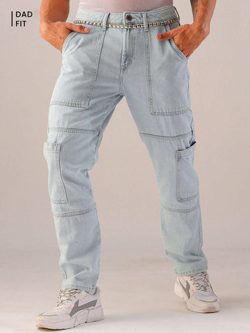 Shop Men's Solid Dad Fit Jeans Online.
