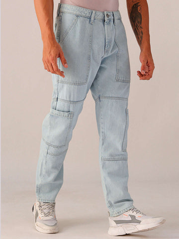 Shop Men's Solid Dad Fit Jeans Online.