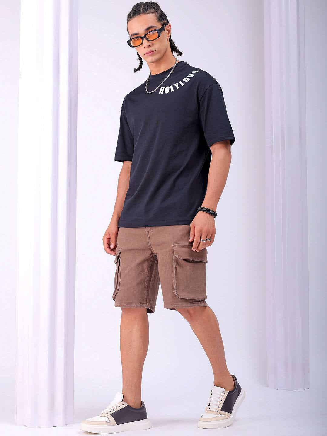 Men's Solid Relaxed Fit Cargo Shorts