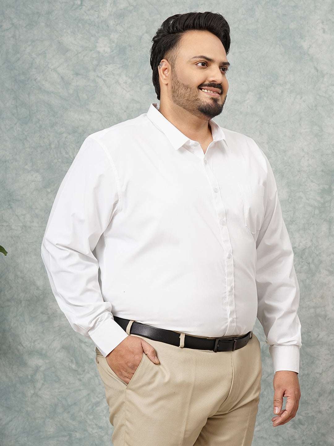 Shop Men's White Plus Size Solid Formal Shirt Online.