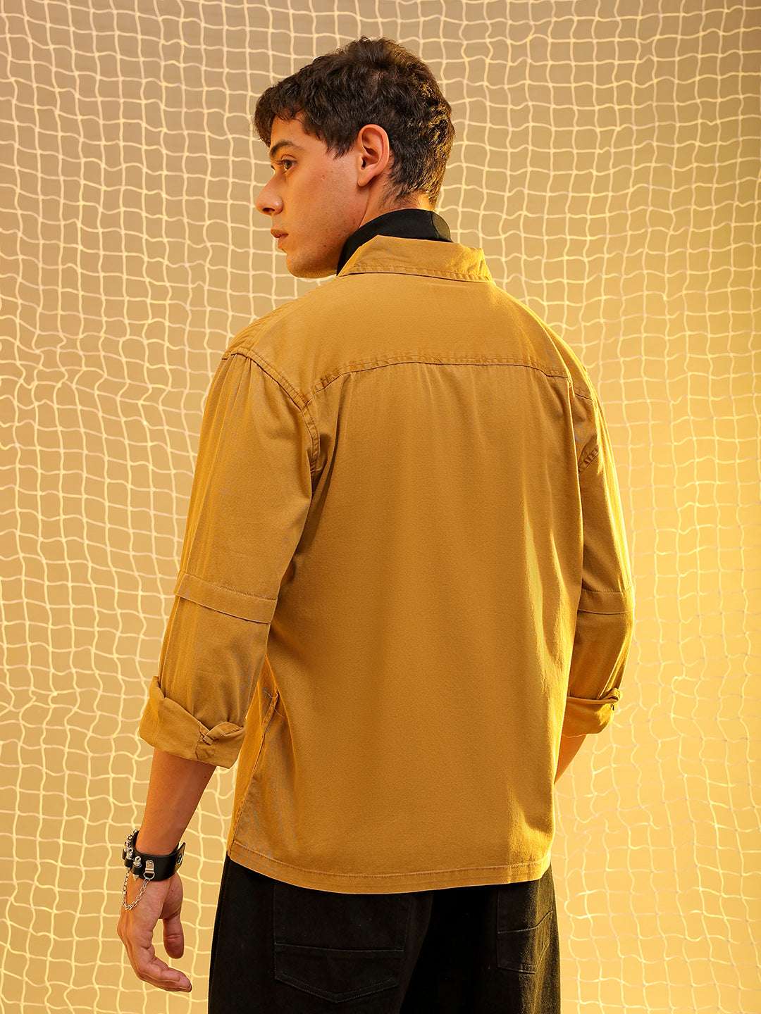 Shop Mens Yellow Regular Solid Sulphur Streetwear Shirt Online.