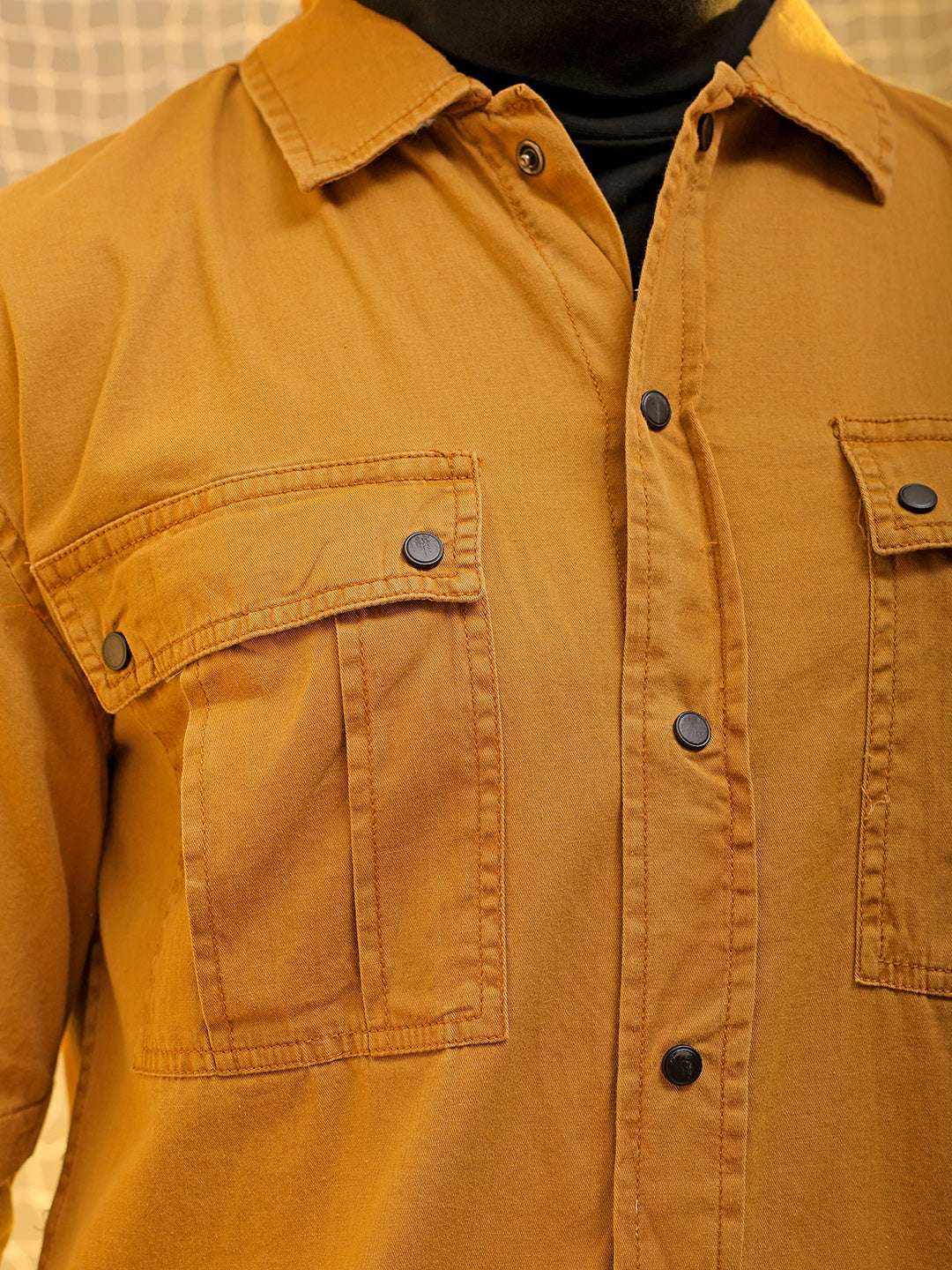 Shop Mens Yellow Regular Solid Sulphur Streetwear Shirt Online.