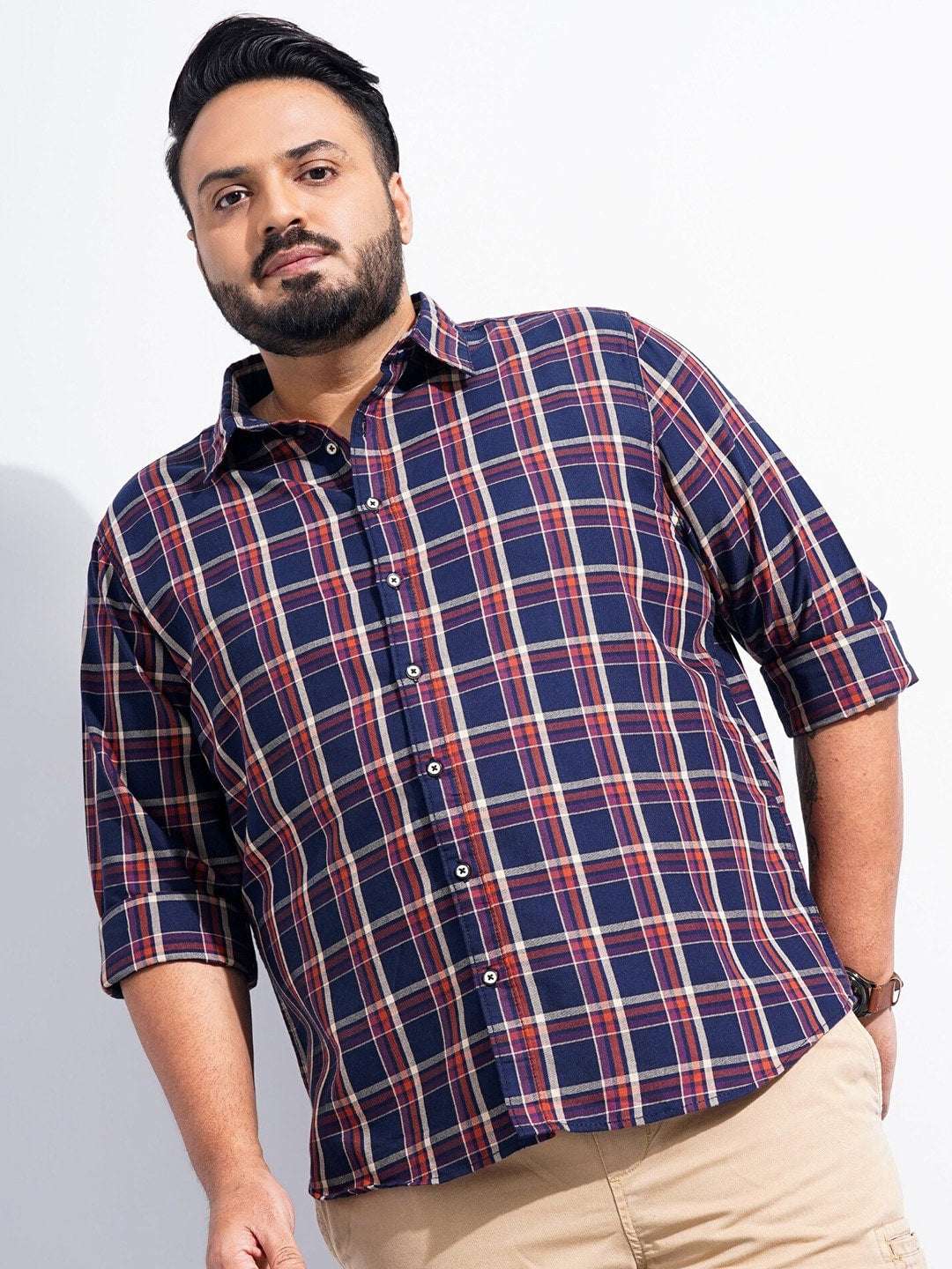 Shop Men Plus Size Checked Shirt Online.