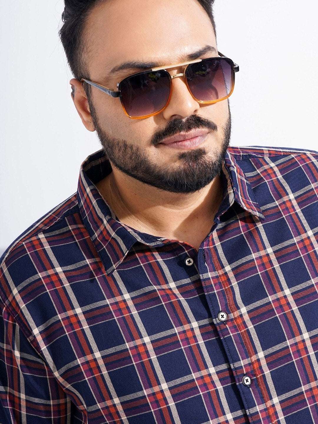 Shop Men Plus Size Checked Shirt Online.