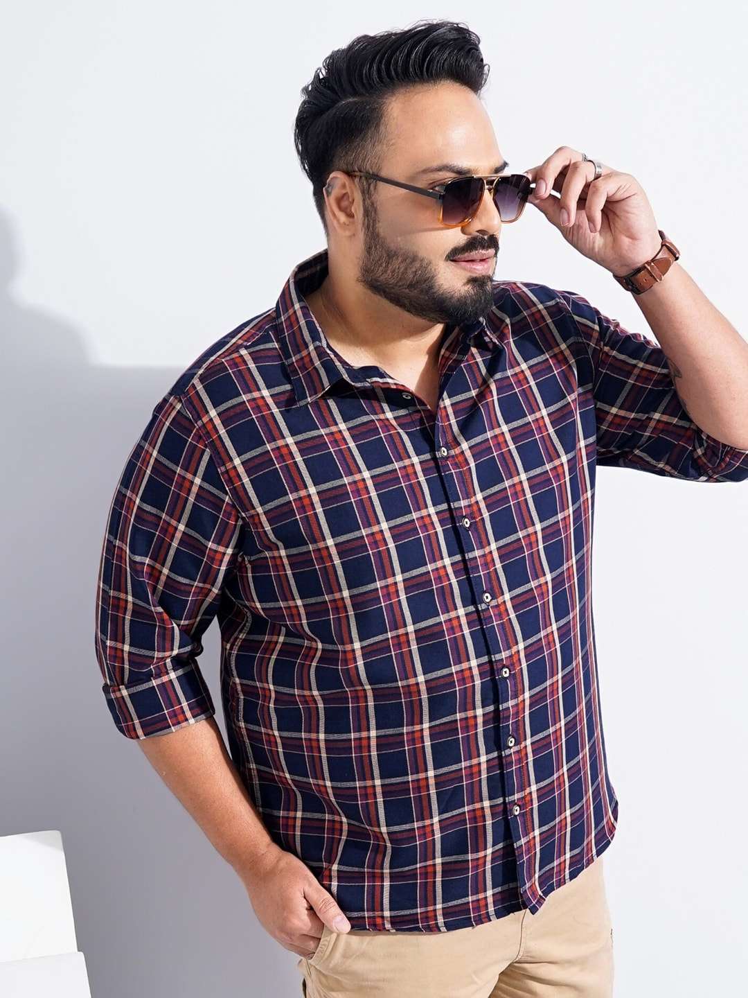 Shop Men Plus Size Checked Shirt Online.