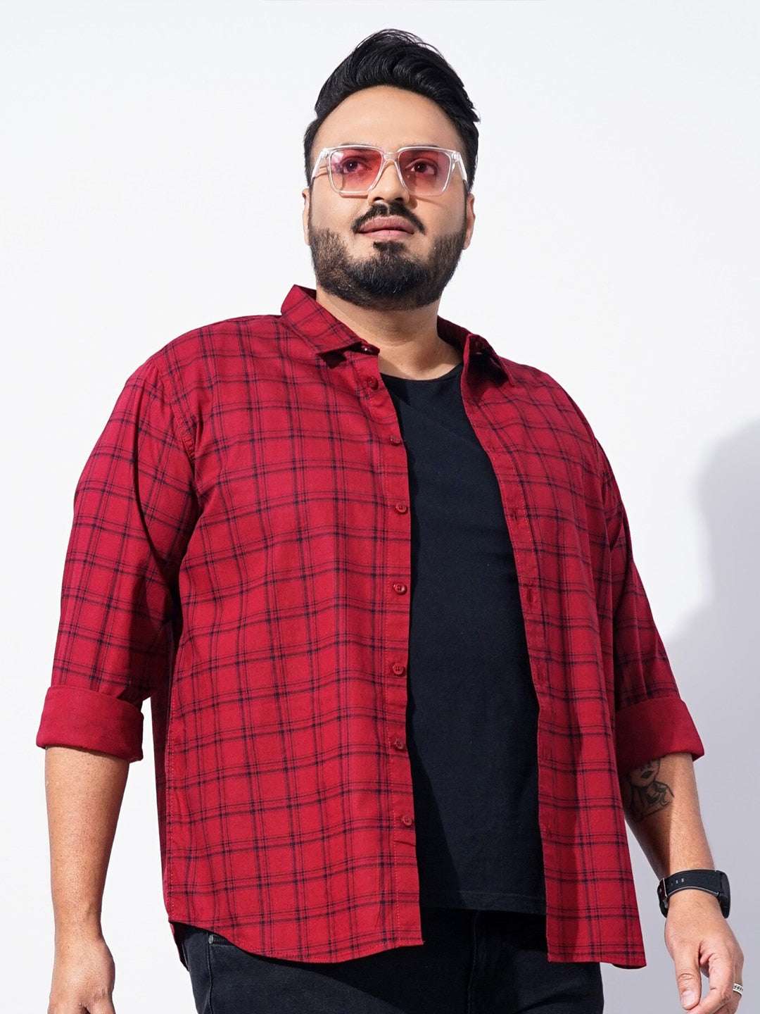 Shop Men Plus Size Checked Shirt Online.