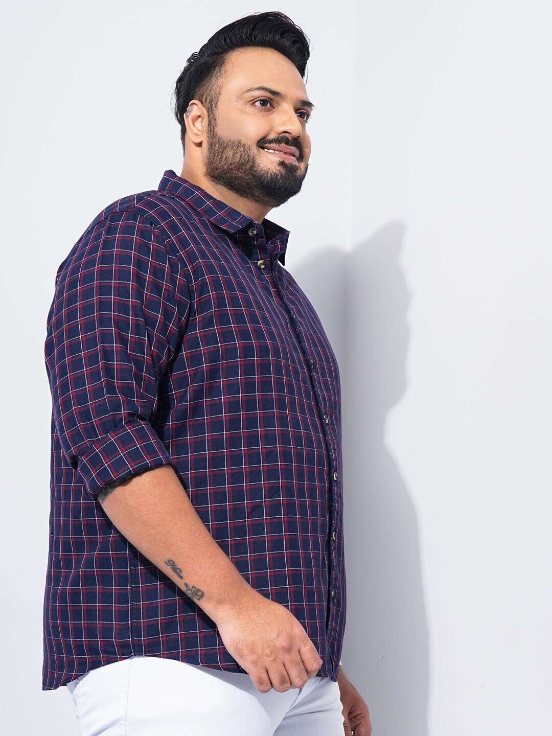 Shop Men Plus Size Checked Shirt Online.