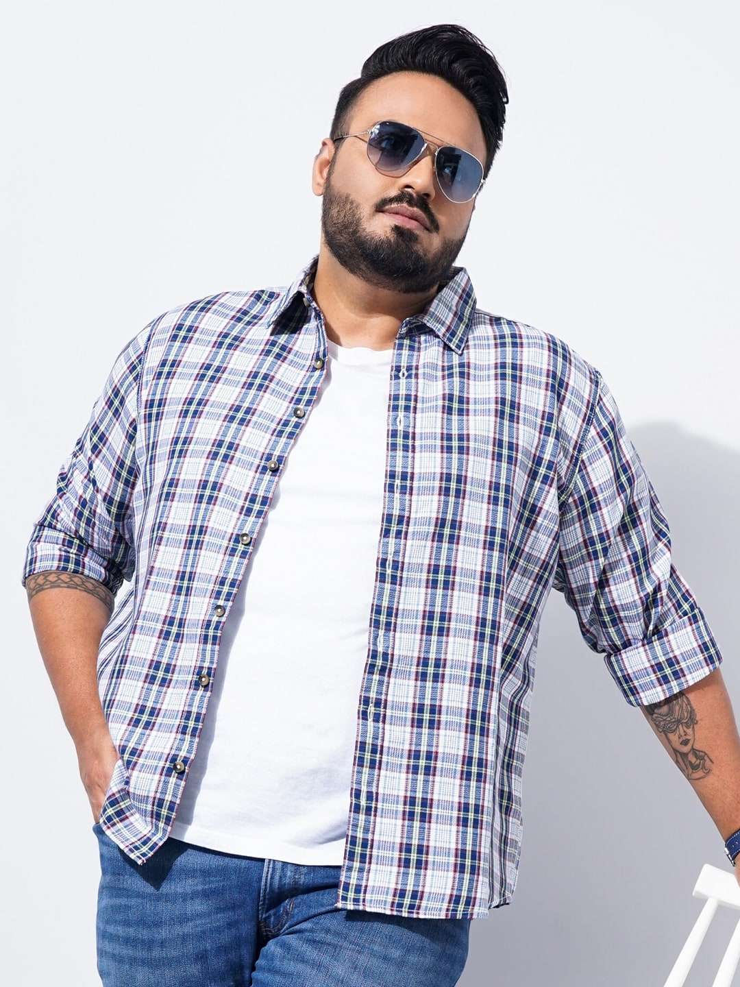 Shop Men Plus Size Checked Shirt Online.