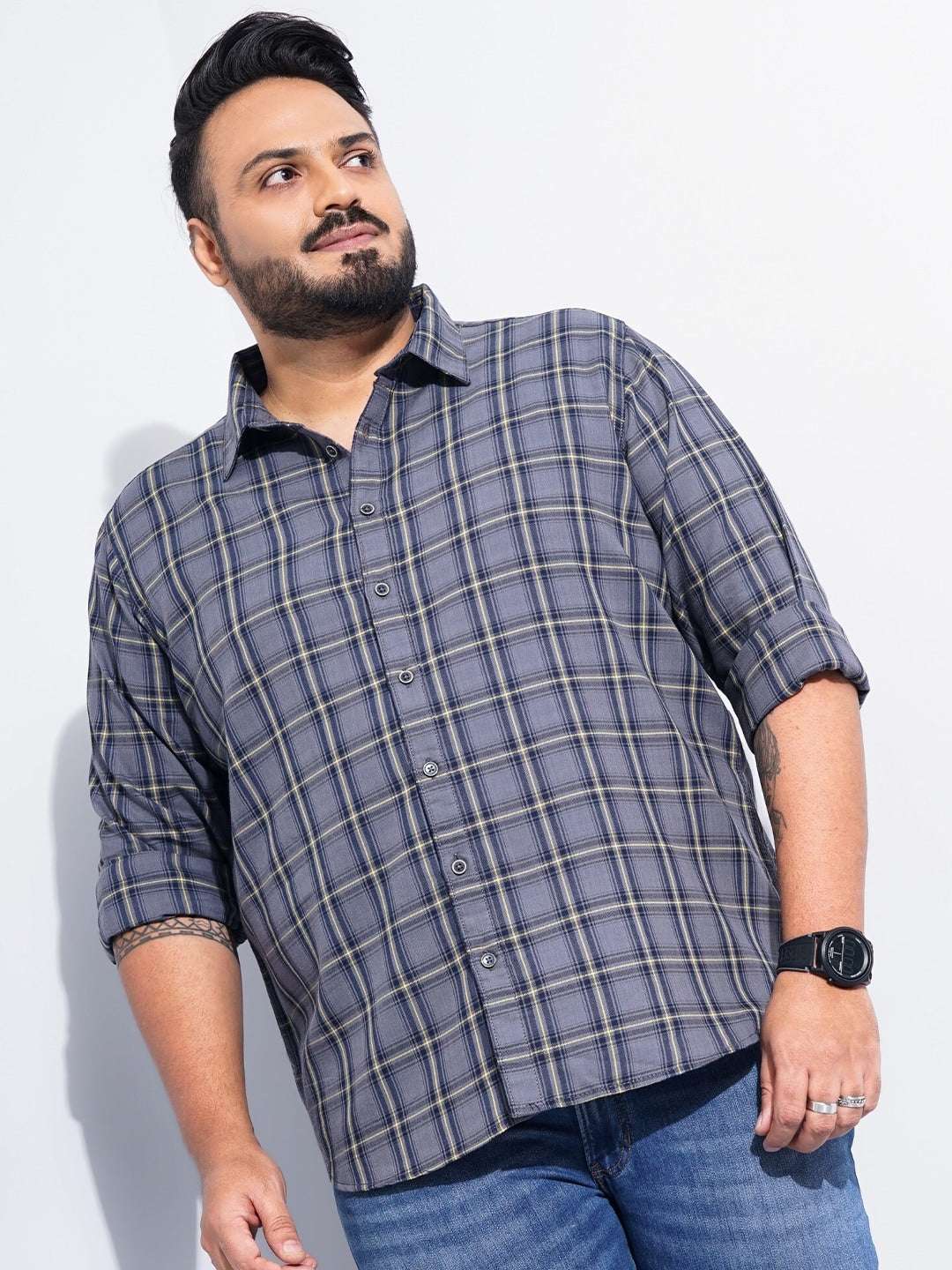 Shop Men Plus Size Checked Shirt Online.