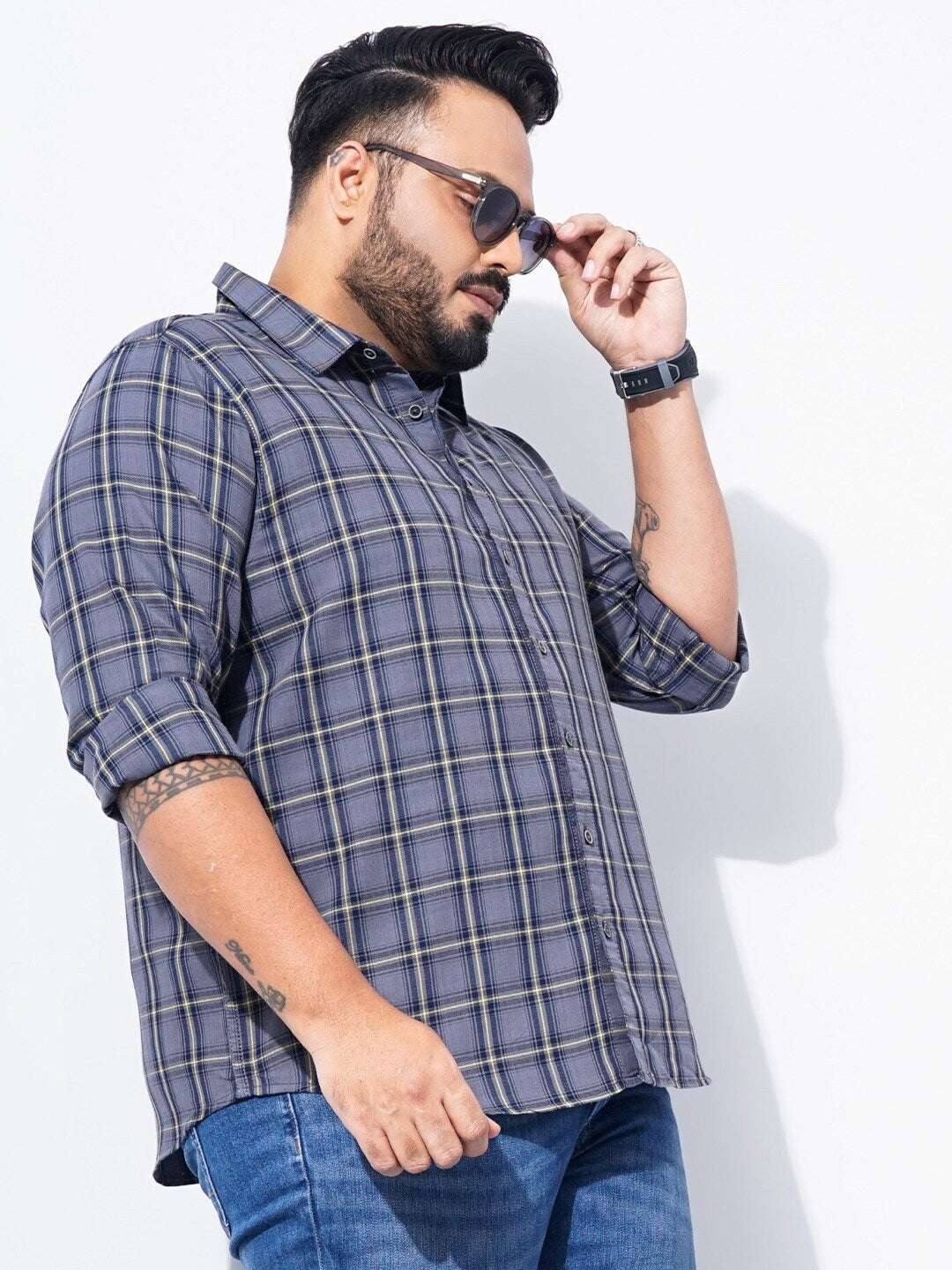 Shop Men Plus Size Checked Shirt Online.