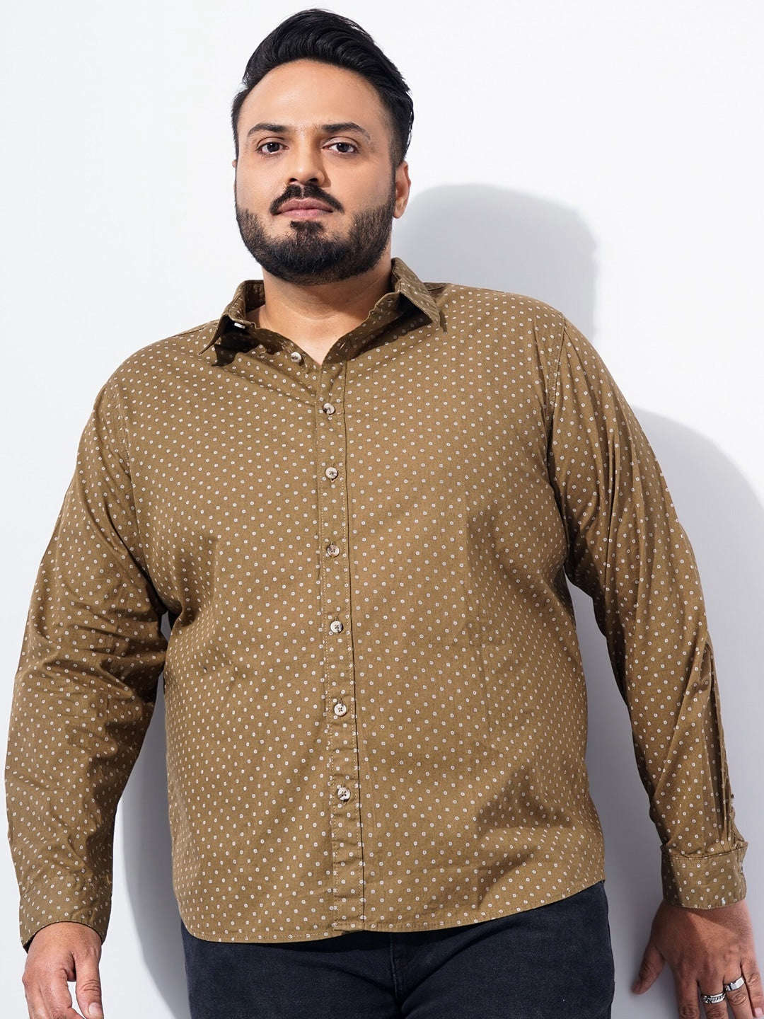 Shop Men Plus Size Ditsy Printed Shirt Online.