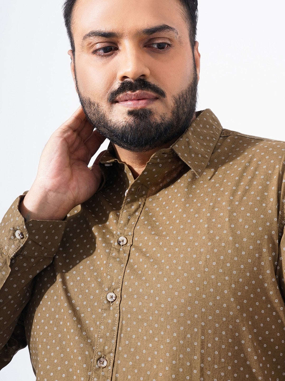 Shop Men Plus Size Ditsy Printed Shirt Online.