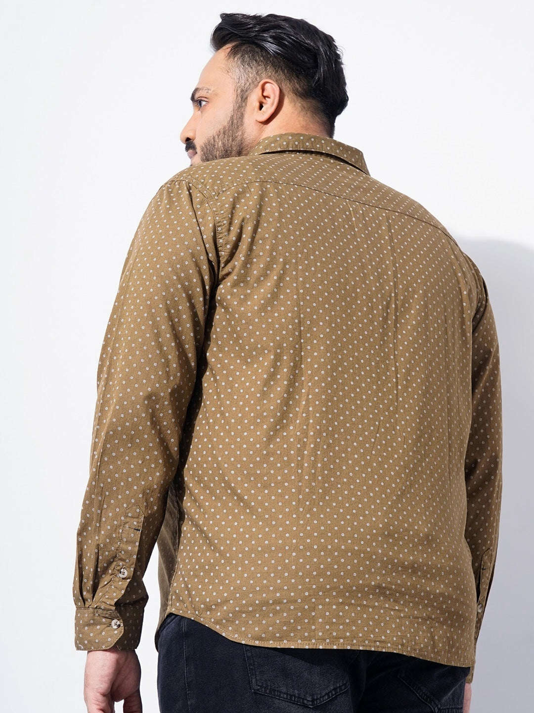 Shop Men Plus Size Ditsy Printed Shirt Online.