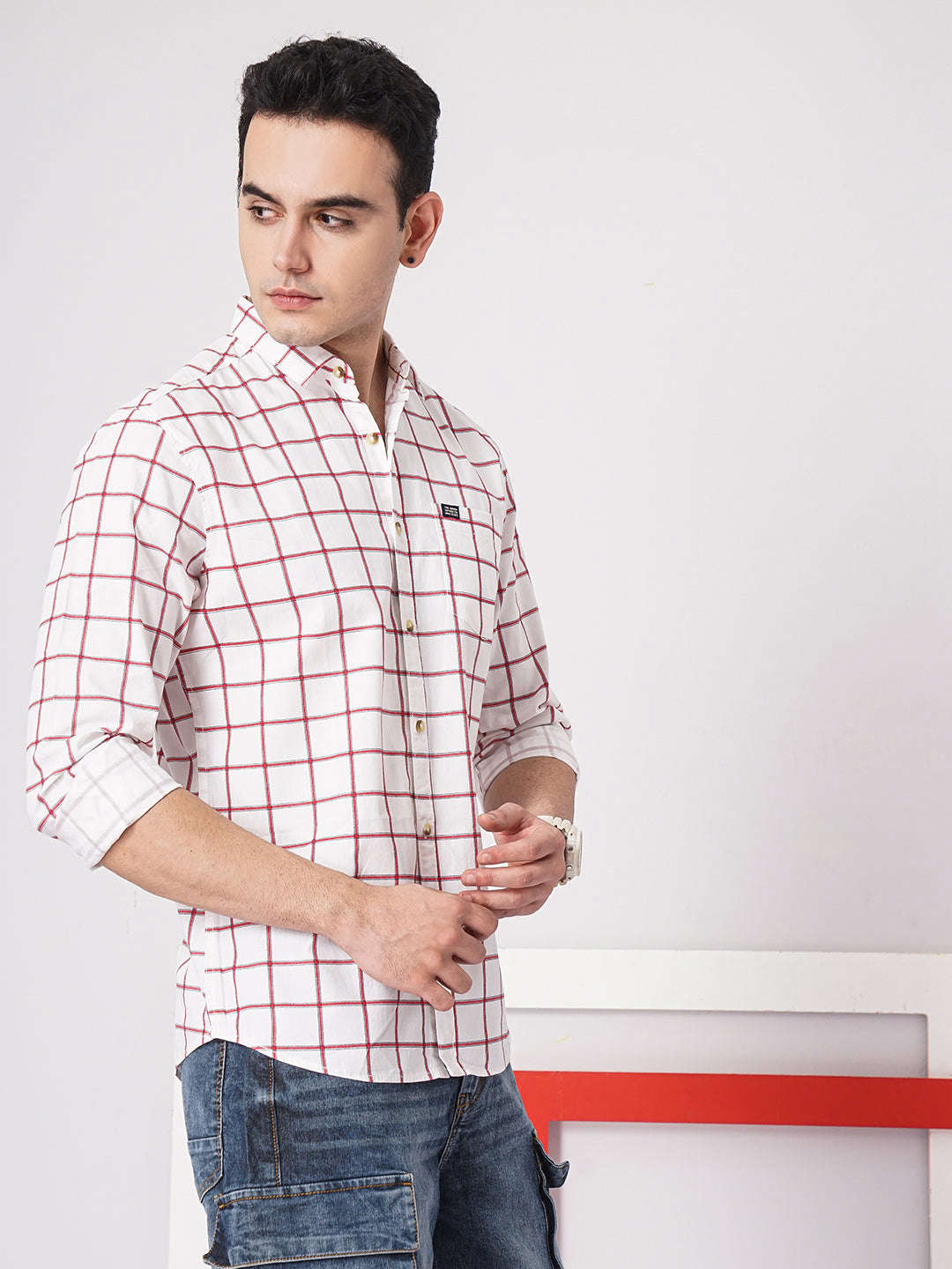 Shop Men Checked Casual Shirt Online.