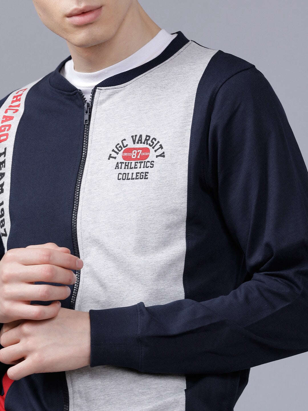 Shop Men Baseball Collar Sweatshirt Online.