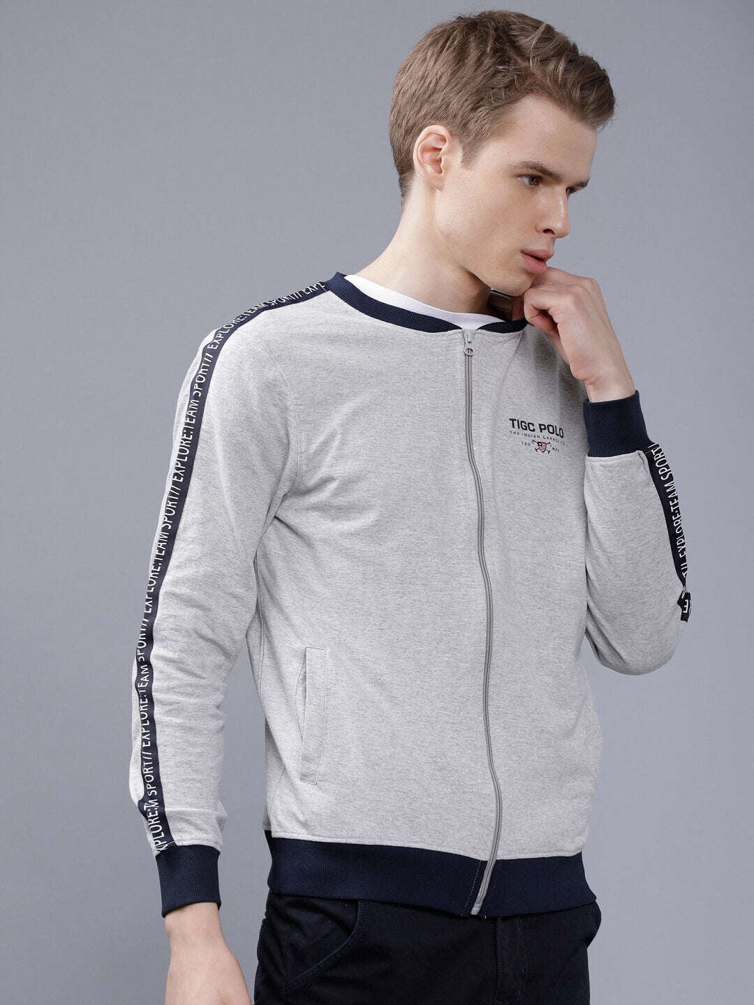 Shop Men Baseball Collar Sweatshirt Online.